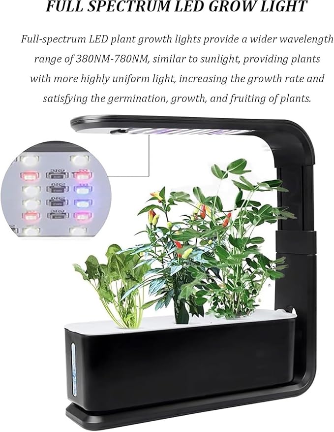Hydroponics Growing Systems Kit Indoor Hydroponics Growing Systemsfor Herbs Fruits and Vegetables(Black)