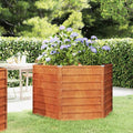 YAFF Hexagonal Corten Steel Raised Garden Bed with Self-Healing Patina 51x51x30 Inch Large Outdoor Planter Box for Vegetables Herbs Flowers - Perfect for Urban Gardening and Patio Decor