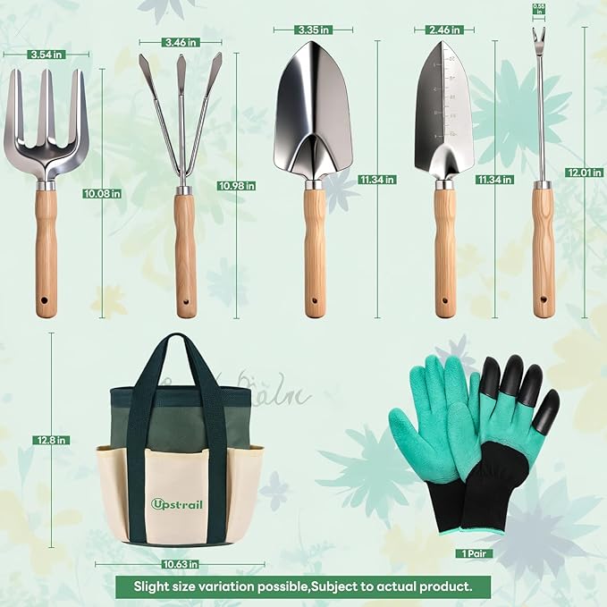 Gardening Hand Tools with Durable Garden Tools Bag and Rust-Proof Stainless Steel Garden Tools Set7pcs Gardening Gifts for Women and Gardeners