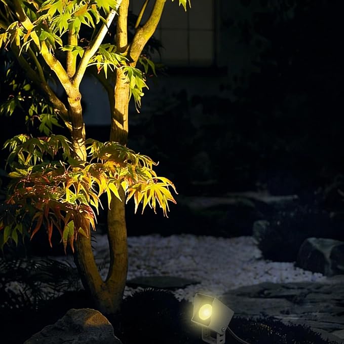 2 Pack RGBW Landscape Spotlights3W Low Voltage Garden Lights with Remote Control 16 Static Colors &amp 4 Dynamic Modes IP65 Waterproof 12V/24V Color Changing Lights for Yard Tree Decoration(Gray)