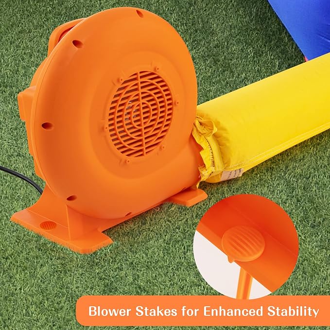 Costzon Air Blower 0.7HP Blower for Bounce House with 25FT SJTW Wire &amp Stakes GFCI Plug ETL 550W Perfect for Inflatable Bouncer Blower Orange IPX4 Air Blower for Inflatables