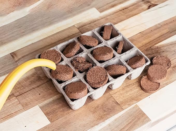 Envelor Coco Coir Seed Starting Mix Pellet for Seed Starter Tray Potting Soil for Indoor Plants Nursery Pots Flower Seeds Herbs Microgreens Succulent Soil Coco Growing Media 1.2 Inches 100 Pack