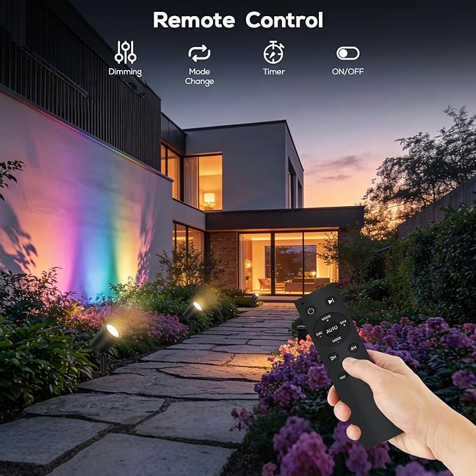 SUNTHIN 8 Pack 36W Smart Landscape Lights with 2pcs 6.5FT Extension Cord with 3-Pin