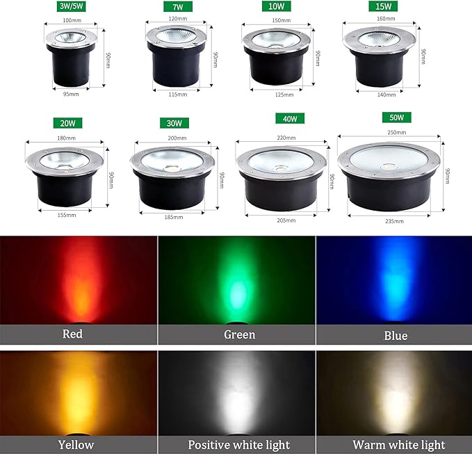LED COB Underground Path Light Round Landscape In-ground Lights IP65 Waterproof Spotlight for Yard Garden Driveway Deck Porch Pathway(White3W-12V)