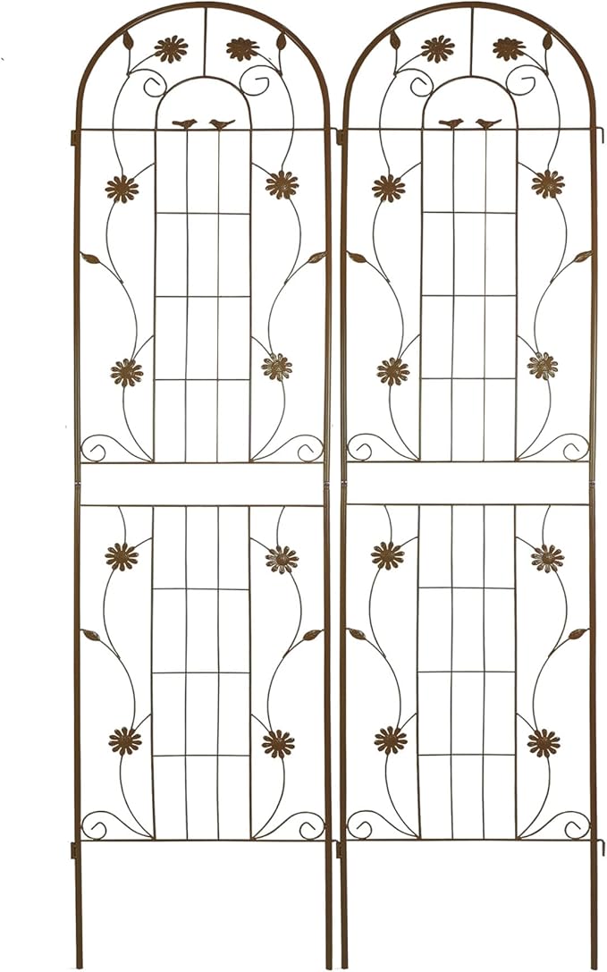 2 Pack Large Garden Trellis Heavy Duty Rustproof Iron Plant Trellis for Potted Plant Support Metal Climbing Rose Trellis Vine Vegetable CucumberBlack-86.7 H x 19.7 W