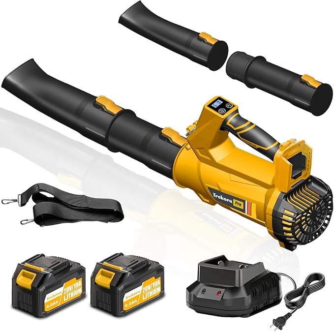 Leaf Blower Cordless20V Electric Blower with 2 6.0Ah Batteries and 1 Hour Fast Charger540CFM 170MPH Lightweight Leaf Blower for Patio CleaningLawn CareBlowing Fallen Leaves and Dustetc.