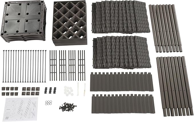 4 PCS Plastic Planter Box with Trellis Planter Box Raised Garden Bed with Trellis Planters for Climbing Plants Flowers Vegetables Fruits 62.99 × 15.75 × 55.91in (Dark Brown)