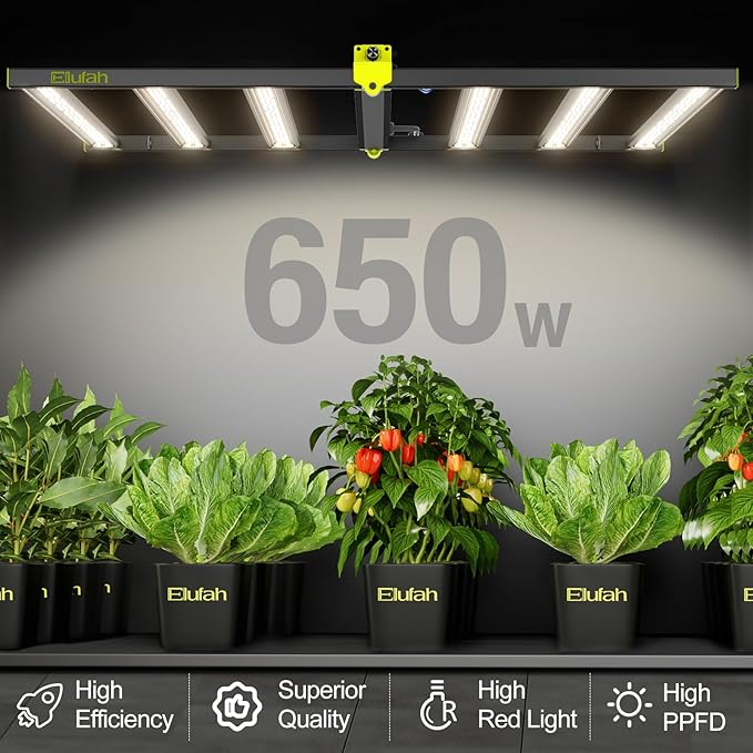 NHI 6500 650W LED Grow Lights Commerial Full Spectrum Bar Style LED Grow Lamp for Indoor Plants Dimmable Daisy Chain 4x4/5x5ft Coverage Growing Lamp for Hydroponics Greenhouse Plant Growing