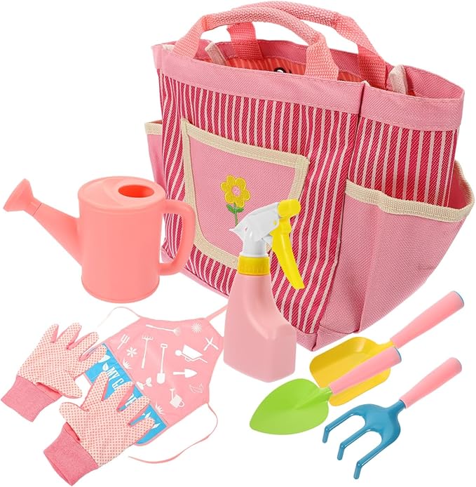 BESPORTBLE 1set Boys and Girls Gardening Tools Set Apron Gloves Rake Shovel Watering Can and Tote Bag Garden Tool Kit for Outdoor Fun and Learning