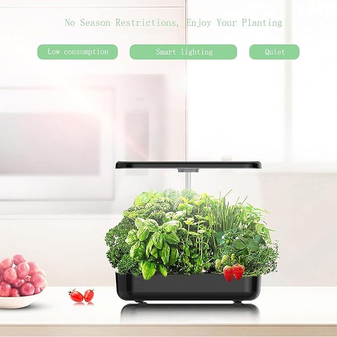 Hydroponics Growing System Indoor Garden with 35W Grow Light Full Spectrum Healthy Fresh Herbs Vegetables 12 Pods Indoor Gardening System for Gifts Kitchen Vegetable(Black)