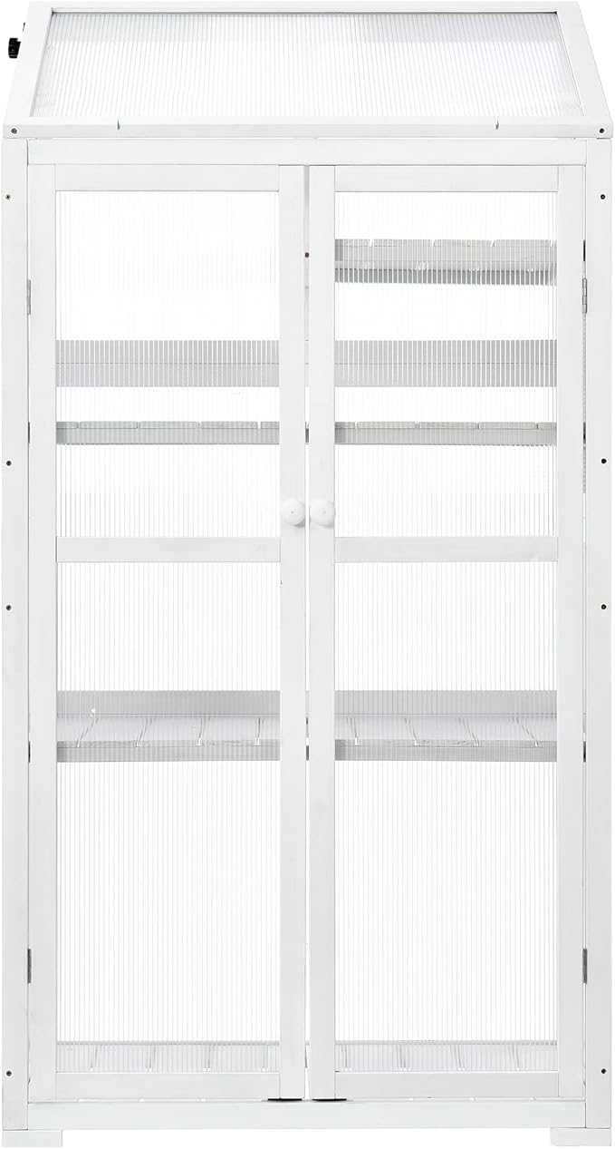 62 Height Wood Large GreenhouseBalcony Portable Cold Frame with Wheels and Adjustable ShelvesGreenhouse for Outdoor Indoor Use