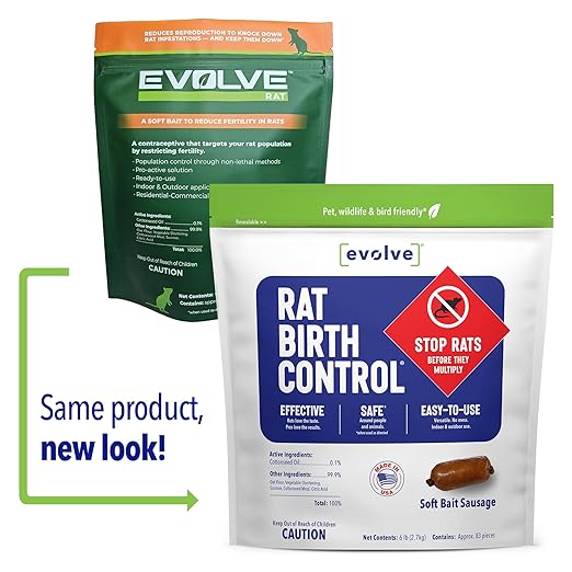 Evolve Rat Birth Control Soft Bait Sausages – 6 lbs | Scientifically Proven Rat Population Control | Not a Poison Long-Term Population Management (Packaging May Vary)