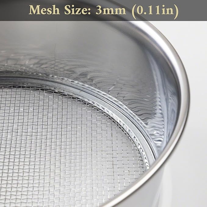Wazakura 3PCS Soil Sieve Set 8-1/4 inch (210mm)3 Sieve Mesh Filter Sizes Japanese Bonsai Gardening Tool - 8-1/4inch(210mm)