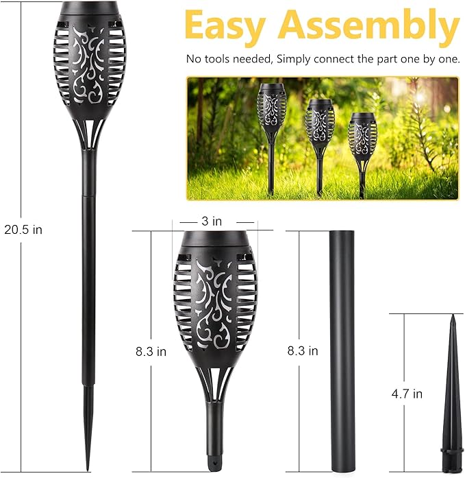 Solar Torch Flame Lights with Flickering Blue Flame Waterproof Outdoor Landscape Decoration Lighting for Garden Lawn Yard Solar Powered (10)