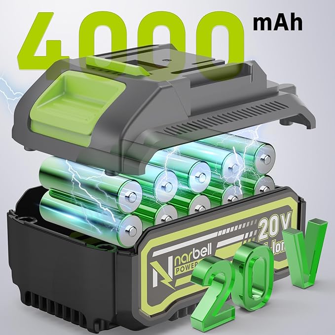 Battery 20V 4.0Ah Replacement Lithium-ion Battery Cordless Leaf Blower Lithium Ion Replacement for Makita 18V Compatible with Makita 18v Tools Long Life Work