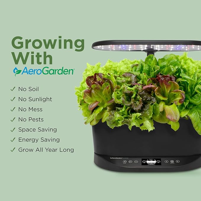 AeroGarden Bounty Basic - Indoor Garden with LED Grow Light Black
