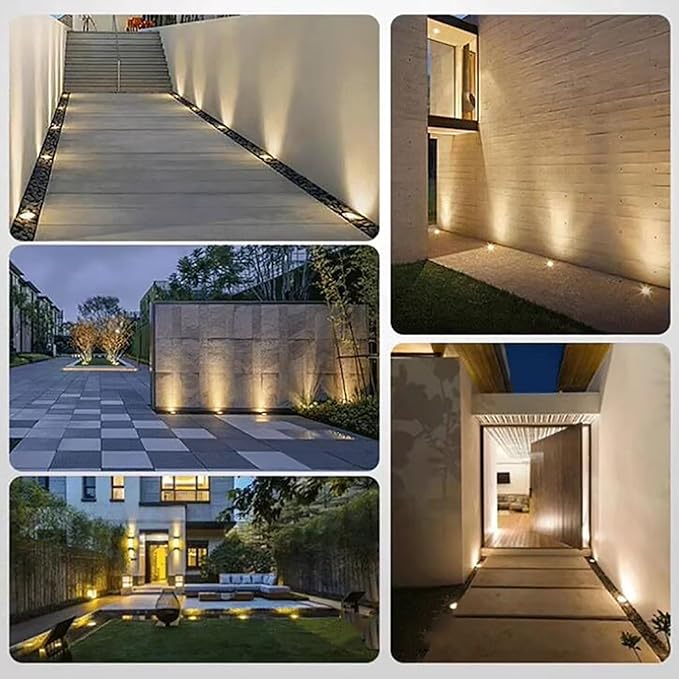 LED Buried Lights -Outdoor Landscape LampRecessed Adjustable Angle Spotlight IP67 Waterproof Round 30° Polarized Ground Light Garden Courtyard Decorative FloGreen-36W