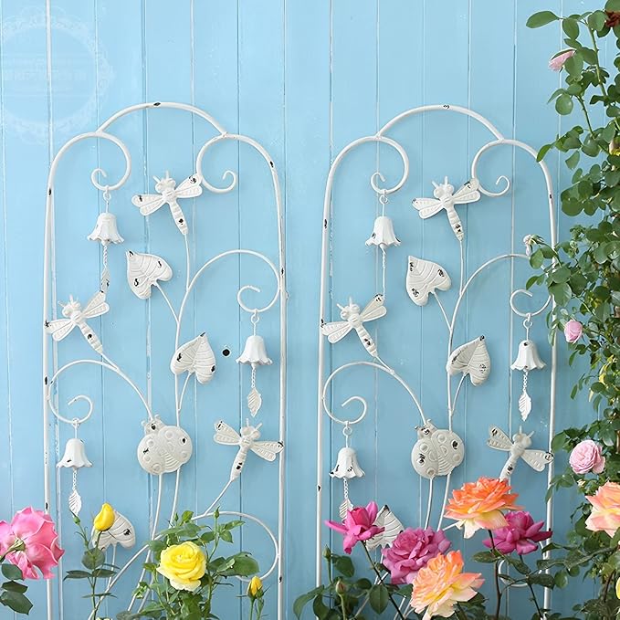 1Pc White Garden Trellis Metal Plant Support Freestanding Garden Support for Climbing Plants Flowers Ivy Roses Clematis