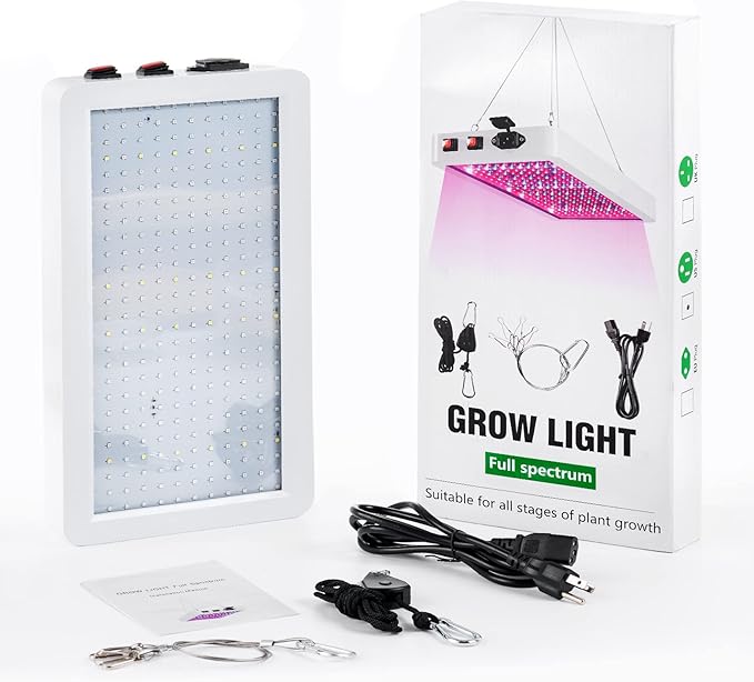 B1000W LED Plant Grow Light DimmableBest Grow Lights for Indoor Plants Full Spectrum Seed Starting Seedlings Vegetable Hanging Growing Lamps Double Switch Grow Light for Indoor Plants