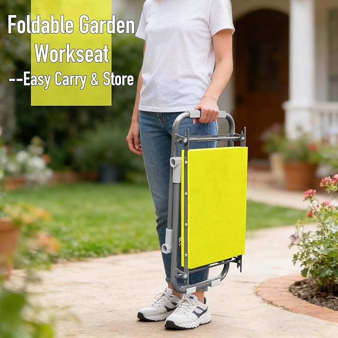 Folding Garden Stool and Kneeler Heavy Duty Garden Kneeler and Seat Kneeling Device for Gardening Gardeners and Seniors (Grey)