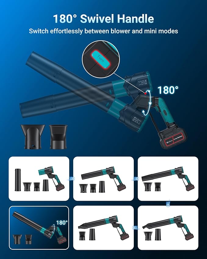 5.2Ah Cordless Leaf Blower 750 CFM 220 MPH with 2 Pack Batteries Powered Electric Leaf Blower Christmas Garden Tools for Lawn Care Yard Patio Garage