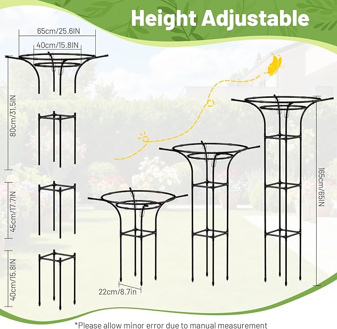 Garden Trellis for Climbing Plants Outdoor 65 Inch Mushroom Top Trellis for Climbing Plants Plant Trellis Support for Potted Plants Climbing Vine Rose Clematis Vegetable Trellis 1 Pack (1)