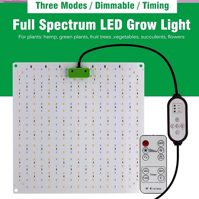 LED Grow Light Panel Lamp for Indoor Plants Full Spectrum with White Blue Red IR LEDs for 4x4ft Coverage Grow Tent Greenhouse Veg and Bloom Seedlings Hydroponics1PCS
