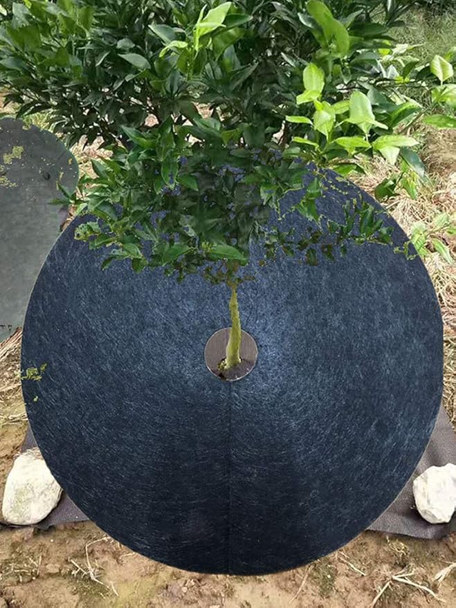 4Pcs Tree Weed Barrier Mat 32 Inch Non-Woven Landscape Fabric Tree Ring Landscape for Indoor Outdoor Tree Edging Protection 82cm