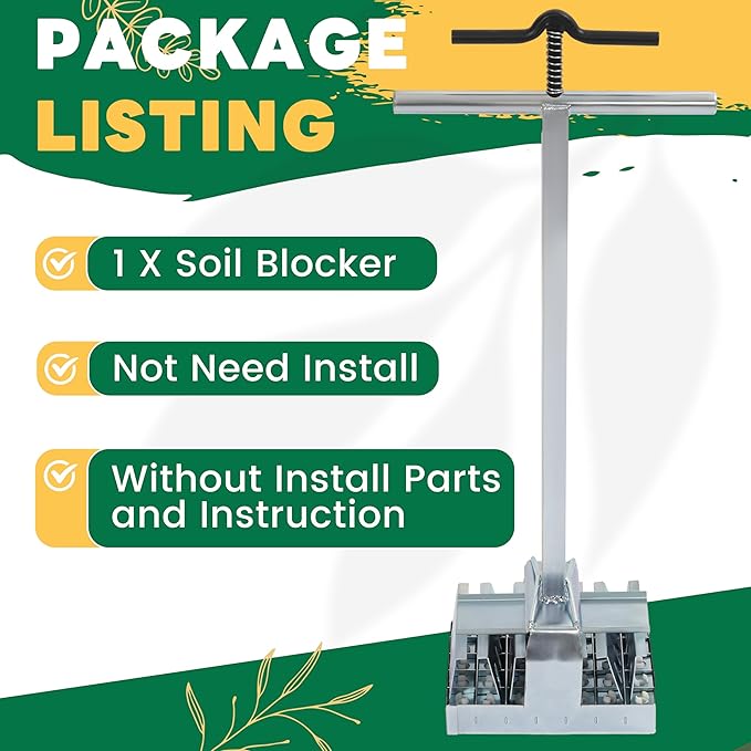 KUAFU Soil Block Maker Soil Blocker Compatible with The 1020 Tray Suitable for Seeding Seed Starting Seed Starting Soil Propagating Cuttings or Transplanting Seedlings Zinc-Plated Steel