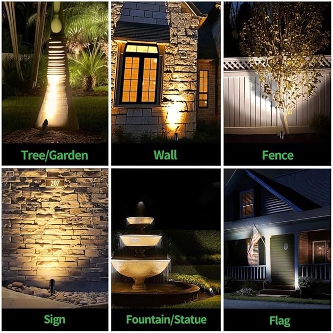 12V Landscape Spotlight Bundle - 4 Pack Spotlight 65FT 16/2 Cable Outdoor Waterproof LED Fixture for Garden Wall Tree with 5W 2700K Warm White MR16 Bulb