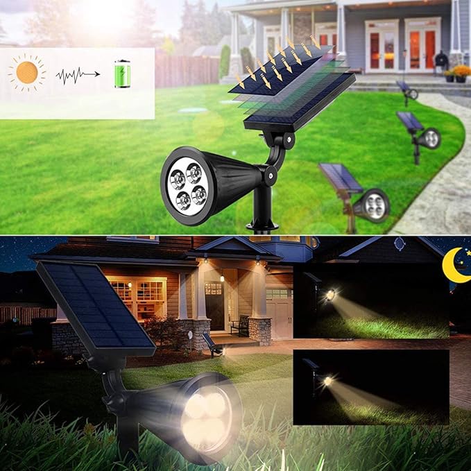 18led WarmSolar Color Changing Spot Lights Outdoor Waterproof 2 Pack Multicolor Landscape Spotlights 180° Solar Powered Lights Height Adjustable for Courtyards Balconies Gardens
