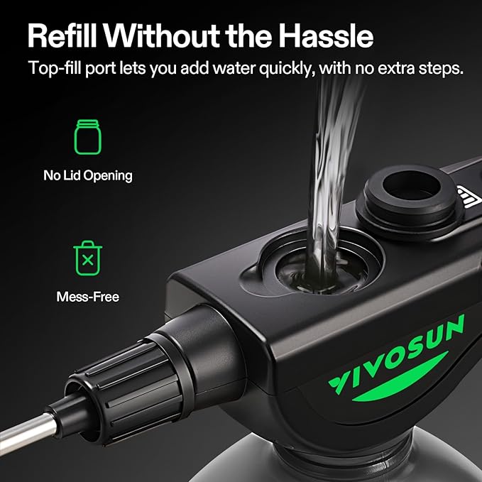 VIVOSUN Battery Powered Sprayer 0.5Gallon Electric Spray Bottle USB Rechargeable Automatic Water Pump Plant Mister with Adjustable Pressure Easy to Refill 2.2 Ah Battery