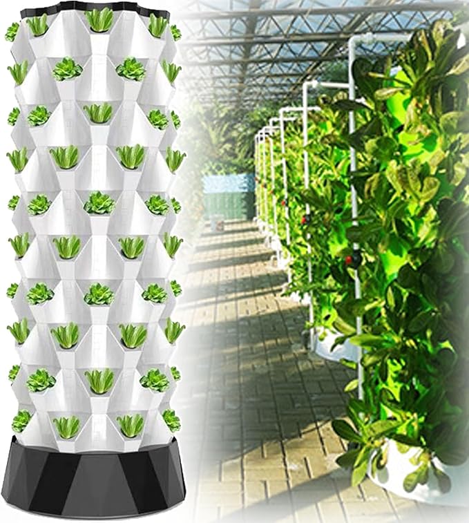 48/64/80 Pots Hydroponics Tower Set Hydroponic Growing System Hydroponic Growing Plants Germination Kit Vertical Hydroponic System for Gardening Lover8floors