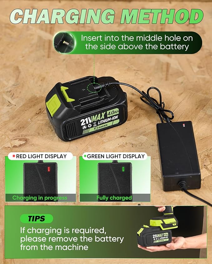 Saker Cordless Leaf Blower Handheld Blower Portable Dust Cleaner 180000 RPM with Adjustable Speed for Drying Patio Cleaning Camping Gifts 2 Batteries Green with Case
