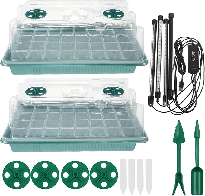 Milisten 2sets Plant Germination Kit Grow Light Cavity Trays for Indoor Gardening Timed Lighting and Capacity for Growth