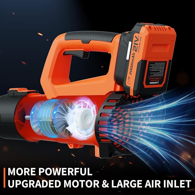LEAPUL Leaf Blower Cordless 21V Electric Leaf Blower with 2×2.0Ah Batteries &amp 1 Fast Charger Lightweight Battery Powered Blower for Lawn Care Patio Cleaning
