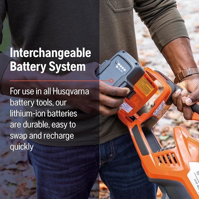 Husqvarna Leaf Blaster 350iB Battery Powered Cordless Leaf Blower 200-MPH 800-CFM Blower with Brushless Motor and Quiet Operation 40V Lithium-Ion 7.5 Ah Battery and Charger Included 970569904