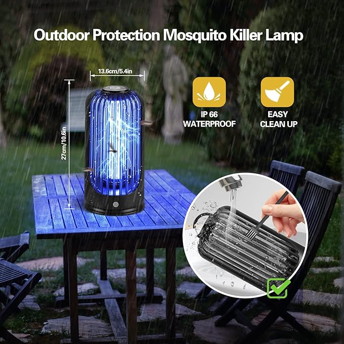 Bug Zapper 2000V High Powered UV Light Electric Mosquito Zapper Waterproof Mosquito Killer Lamp Light-Emitting Flying Insect Control Lamp for Home Patio Backyard Camping