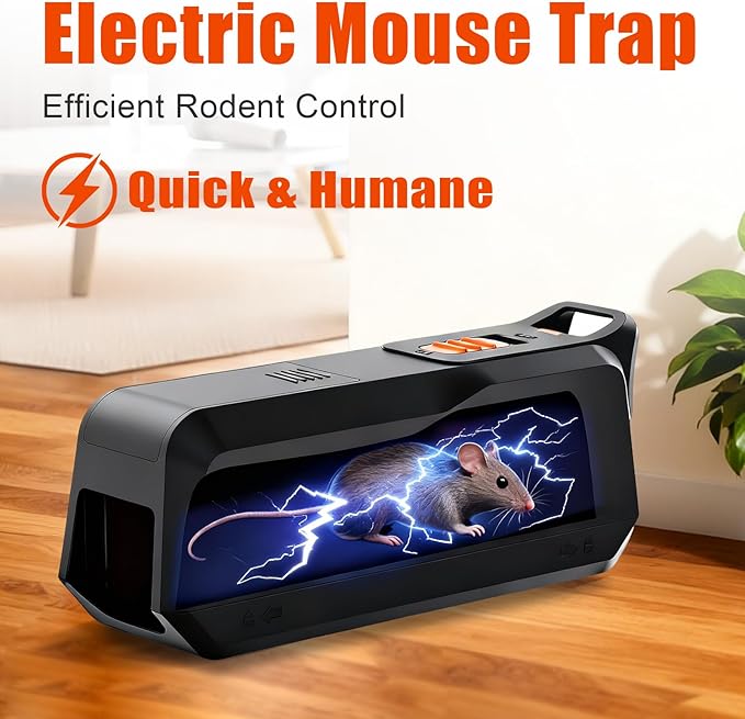 Electric Mouse Trap 2 Pack Humane Electronic Mouse Trap for Indoor Home Use Reusable Electric Rat Trap No-Touch Rodent Control for Kitchen Garage Attic Basement