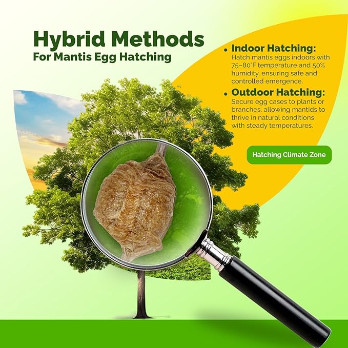 Chinese Praying Mantis Ootheca Egg Case with Hatching Habitat Transparent Cup - Five Egg Case - Beneficial for Stem Education and Gardening Egg Case Produces Approximately up to 400 Baby Nymphs