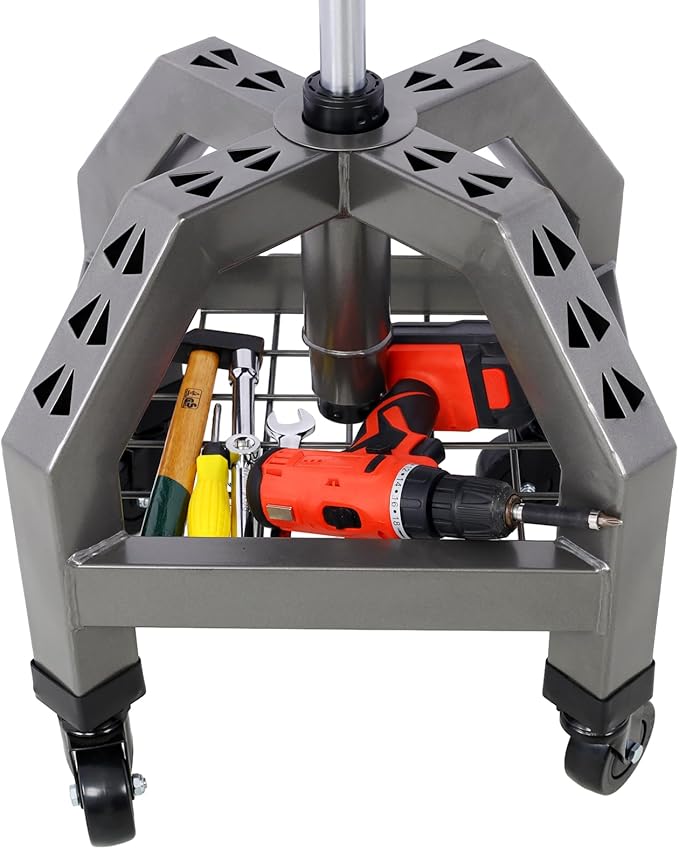 Pneumatic 360 Degree Swivel Stool Mechanics Rolling Shop Stool with Casters Tool Shelf Storage 300lbs Max Weight Capacity Heavy Duty Garage Seat for Shop Grey One Size