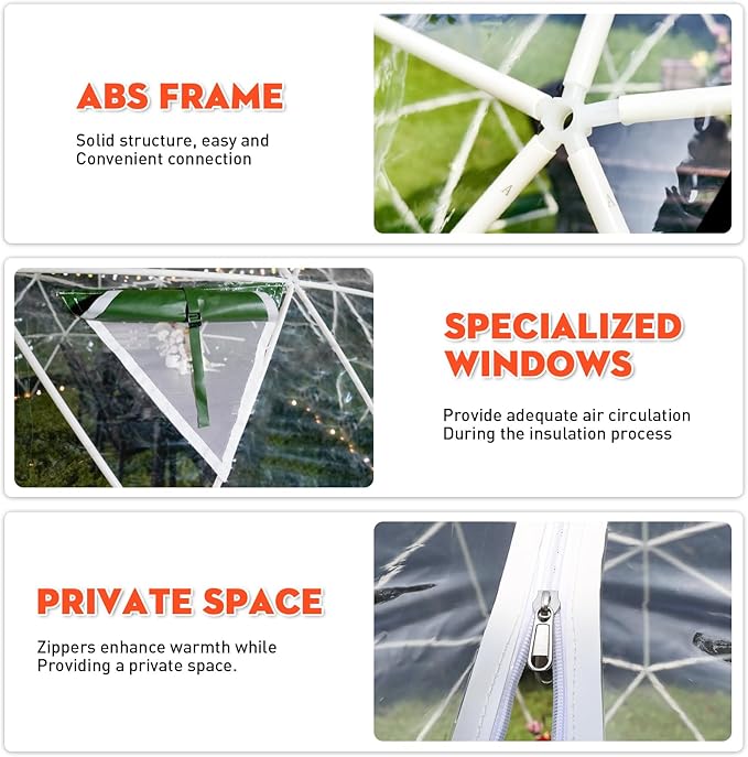 Garden Dome Tent 9.6/12/15 ft Outdoor Clear Bubble Tent for 2-8 Person All-Weather Geodesic Dome Greenhouse with Window &amp Door PVC Transparent Tent for Patio Camping Party