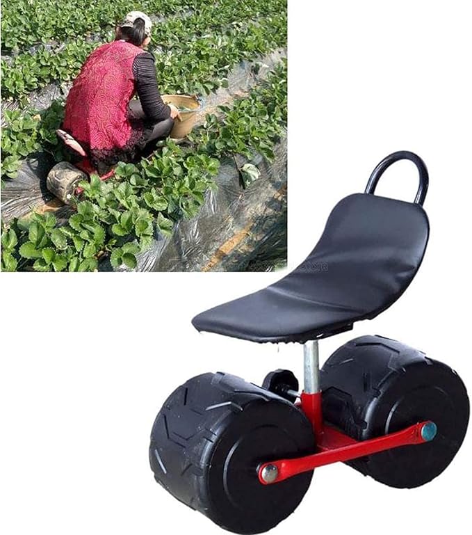 Garden Rolling Work Seat Adjustable Height 360 Degree Swivel Gardening Seat on Wheel Swivel Weeding Stool Outdoor Lawn Care ?Picking Planting