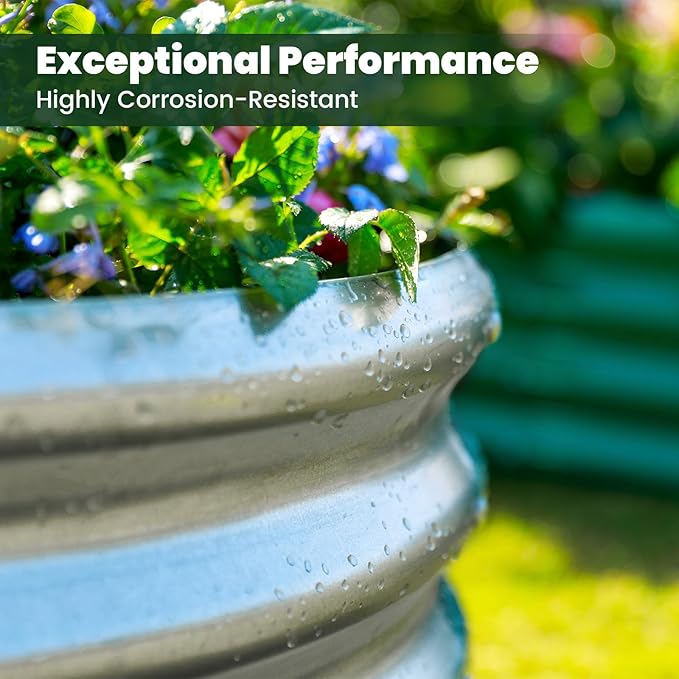 AHEONLAR 2pack 6×3×1ft Raised Garden BedOutdoor Galvanized Planter Boxes Oval Large Metal Raised Garden Beds for Vegetables