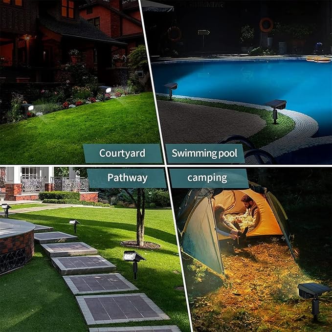 Solar Spot Lights OutdoorAdjustable 2 in 1 USB &amp Solar Powered IP65 Waterproof Landscape Spotlights3 Modes Solar Outdoor Lights for Yard Garden Porch PatioWhite light2 pcs (Warm Light 2 pcs)