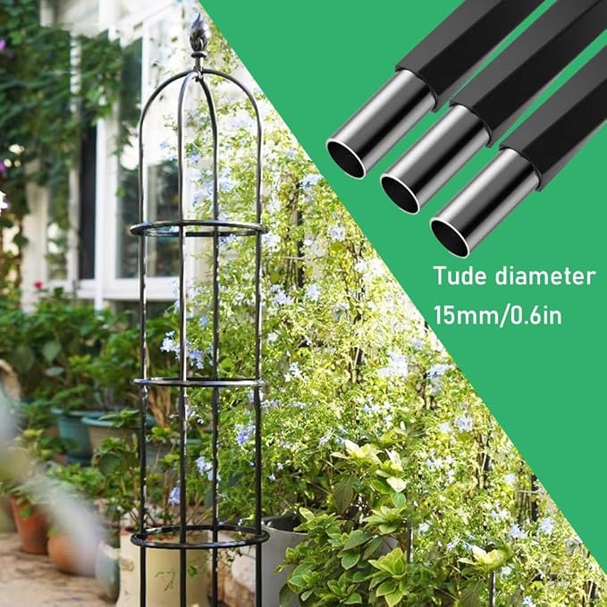 Garden Trellis for Climbing Plants Outdoor &amp Indoor Trellis 0.6in Metal Pipes Roses Climbing Support Rustproof Flowers Stands Vines Vegetables Cage(BlackHigh120cm/47in)