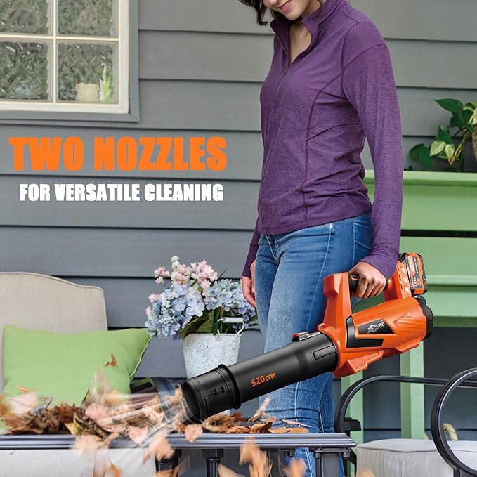 17000 RPM Cordless Leaf Blower with DECERK 7.8AH Battery - 530CFM Powerful Brushless Motor for Lawn Care 5-Speed Turbo Electric Blower for Dust Wet-Leaves Car Gutters Lightweight Garden Tool