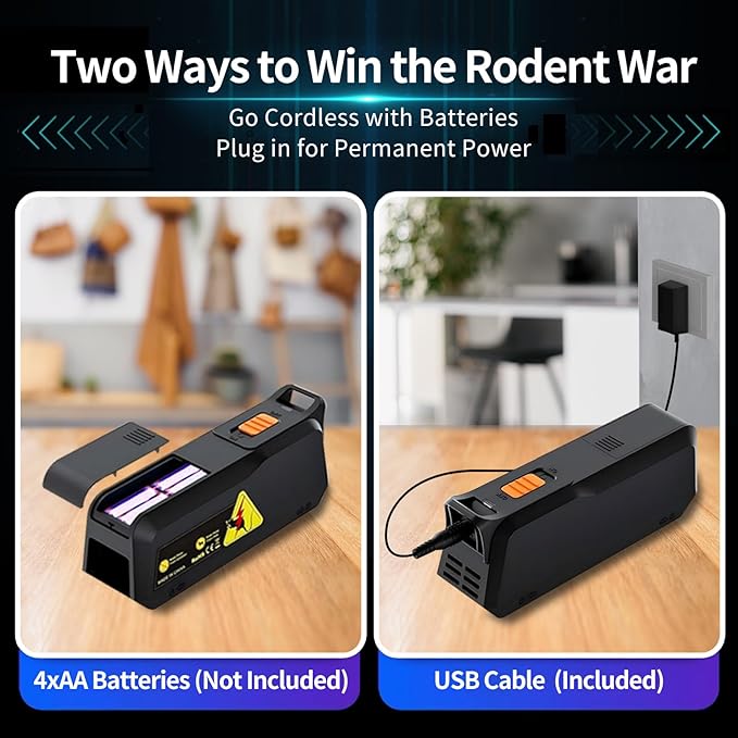 2 Pack Electronic Mouse Trap Effective Electric Mouse Trap Zapper with Pet-Safe Design and No-Touch Disposal High-Power Indoor Rodent and Mice Trap for Home Kitchen Garage Attic(Black)