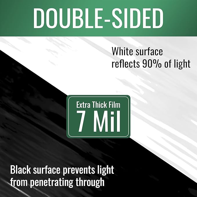 DL Wholesale Black and White Panda Film Plastic Sheeting Heavy-Duty for Light Reflection Greenhouse Poly Film 50' x 100' 7 Mil Thick 3 Year