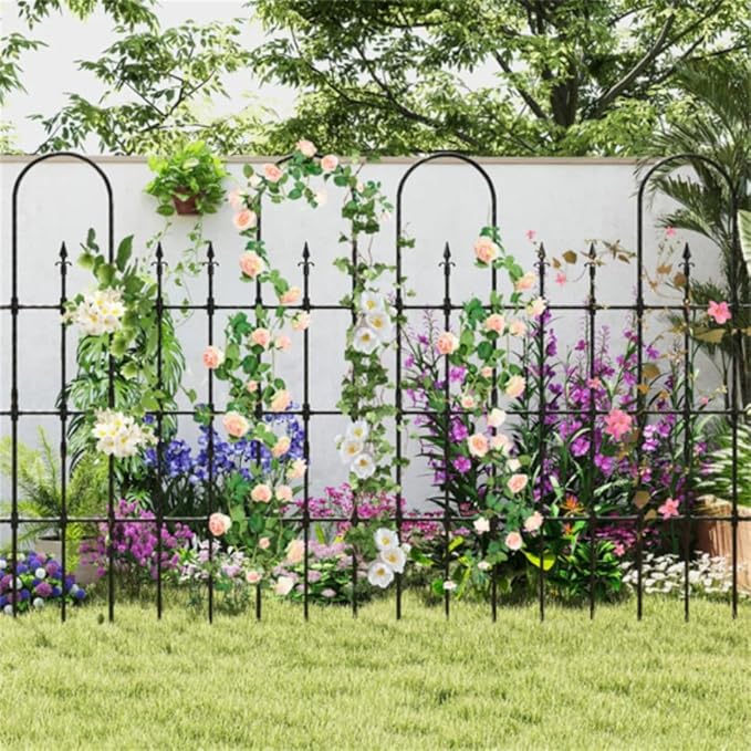 58 x 73 Inch Metal Garden Trellis for Climbing Plants Black Metal Coating Rustproof Perfect for Supporting Climbing Plants Outdoor